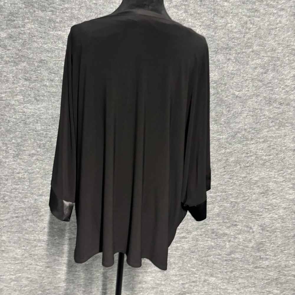 Frank Lyman Blouse Womens 14 Black Floral Kimono Sleeve Scoop Neck Tunic Top - Picture 4 of 13